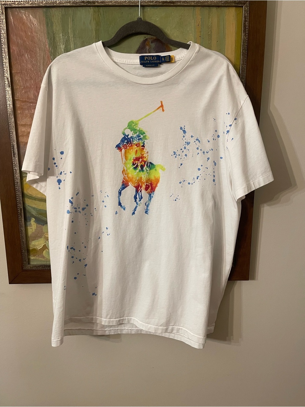 Polo by Ralph Lauren White Short Sleeve Tee with Multicolor Polo Player Graphic
